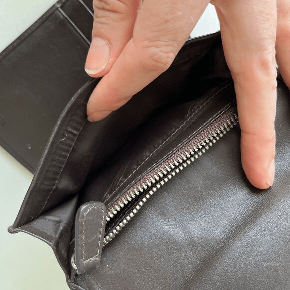 Coach Signature Canvas & Leather Tri-Fold Wallet Brown Classic Logo - Picture 7 of 9